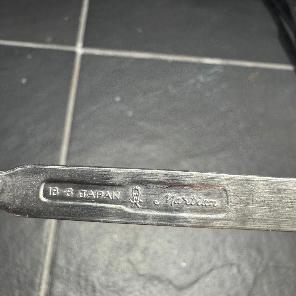 Martian‎ Japan 18-8 Stainless Steel Spoon Vtg MCM Flatware Sunburst Logo 5.25